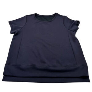 ZYIA Cool Charcoal Banded Georgette Short Sleeve Top